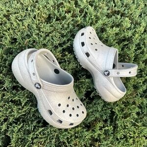 CROCS Silver Glitter Mules